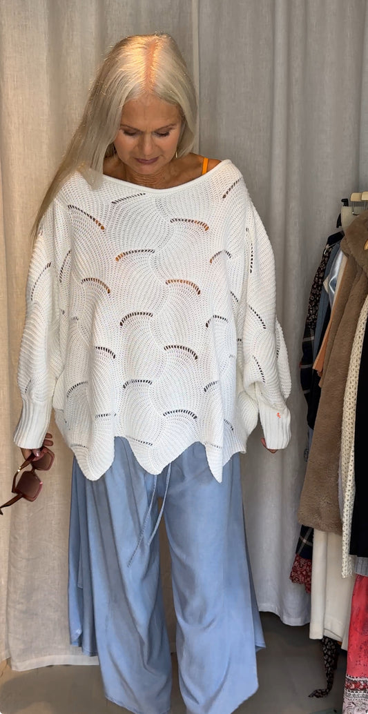 White crochet sweater