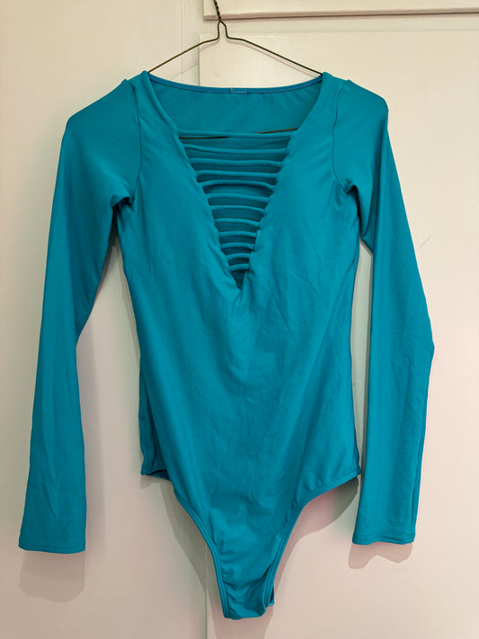 Long sleeved bathing suit from the Aruba days - turquoise-green