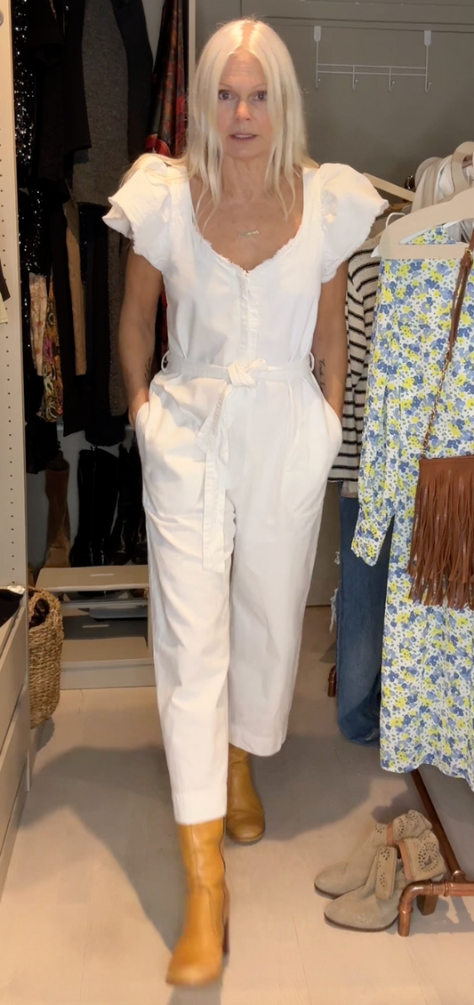 White denim jumpsuit