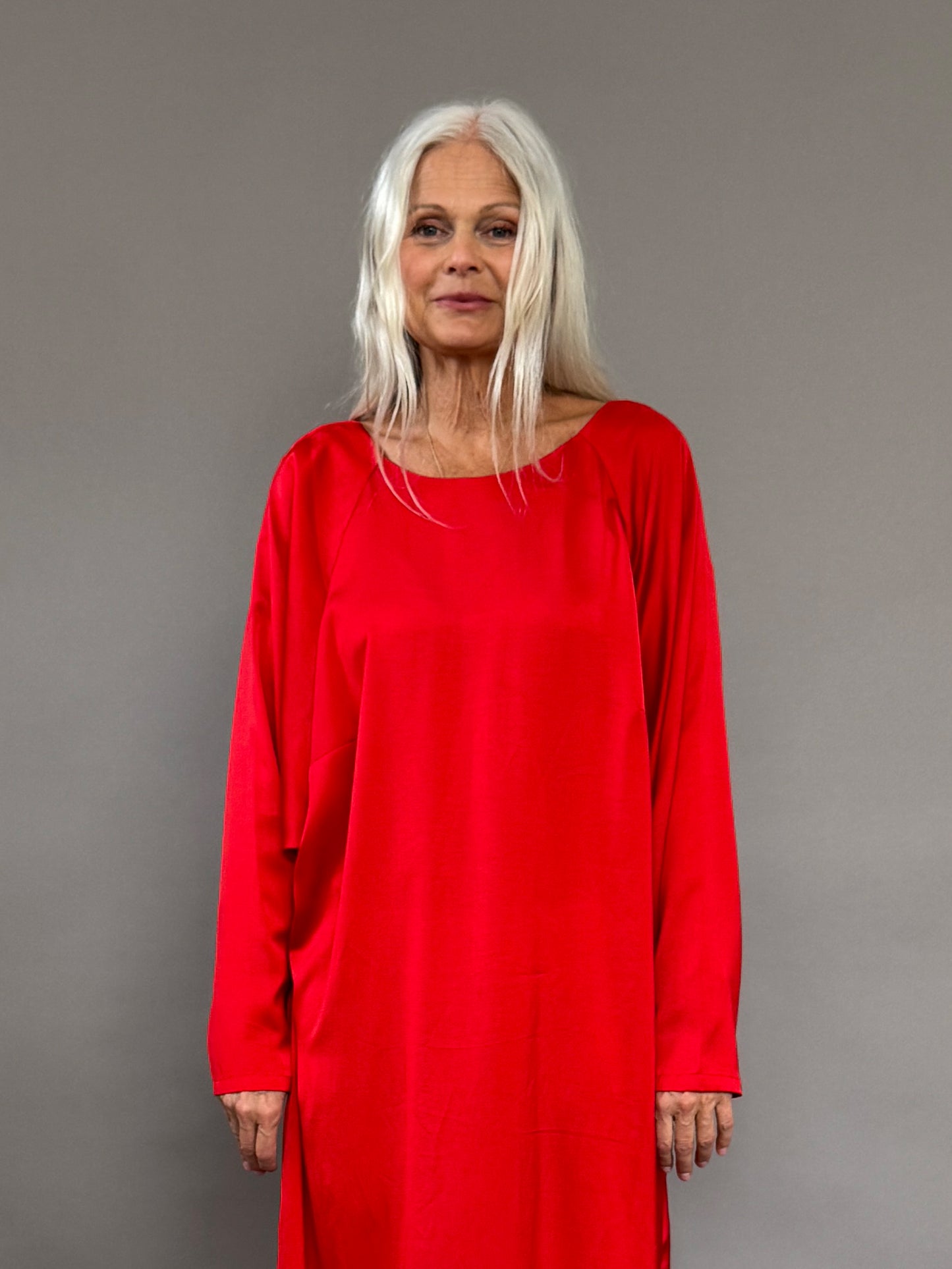 Beautiful red satin maxi dress