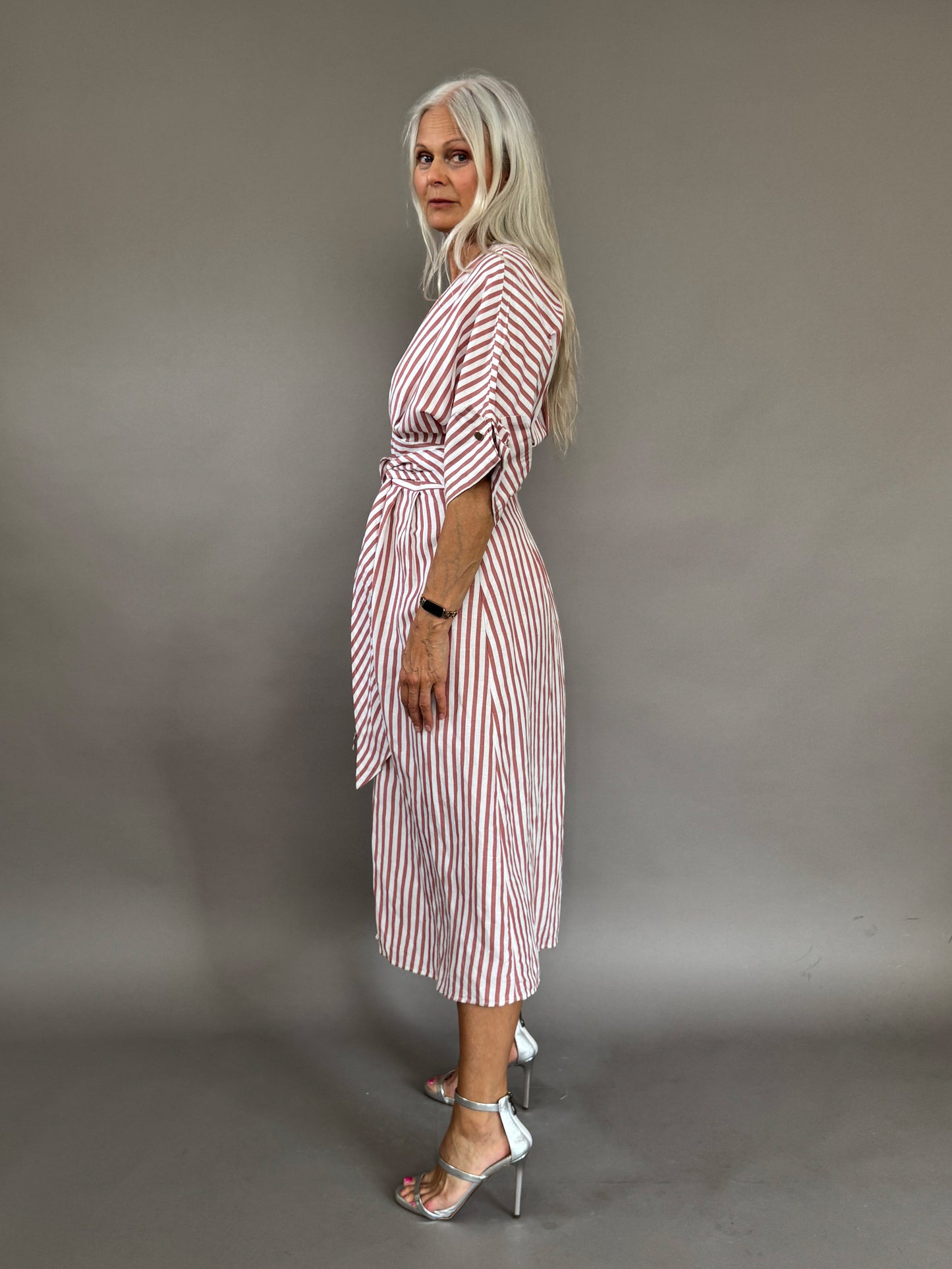 Striped dress with golden buttons