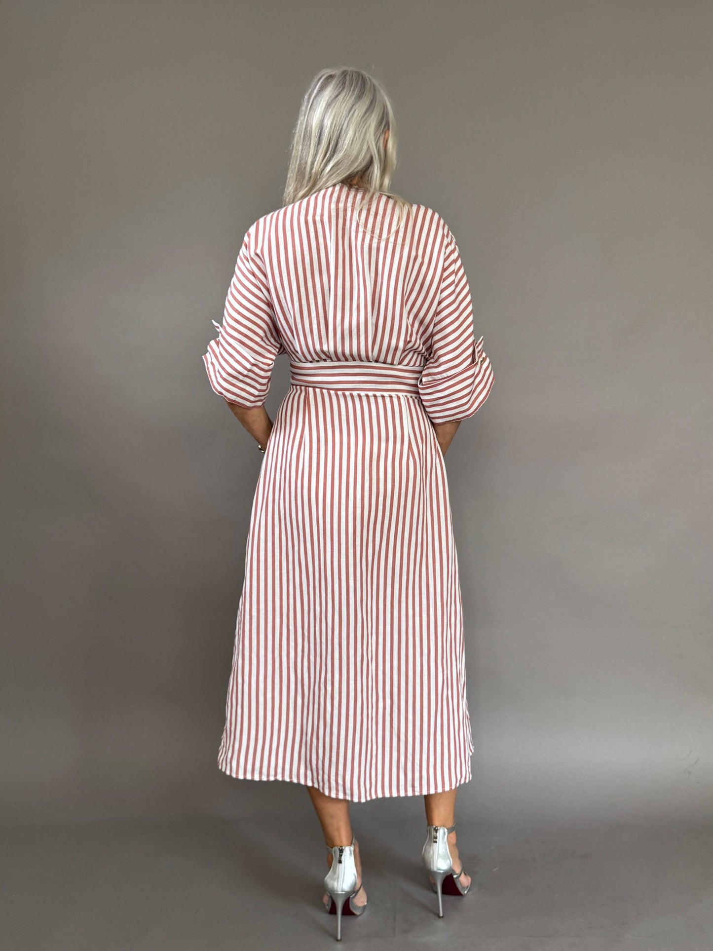 Striped dress with golden buttons