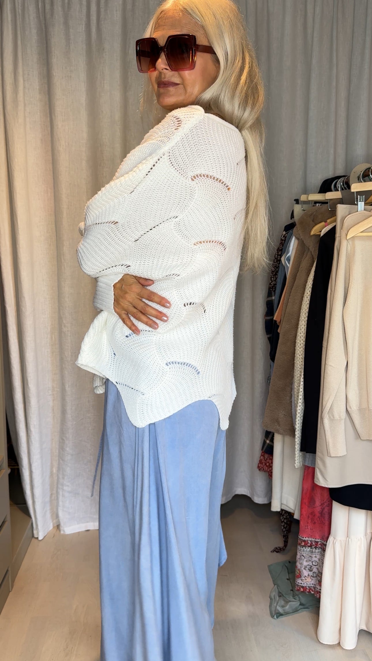 Blue wide palazzo pants