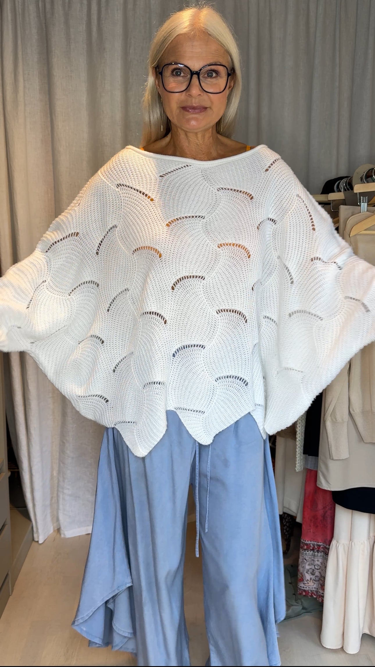 White crochet sweater