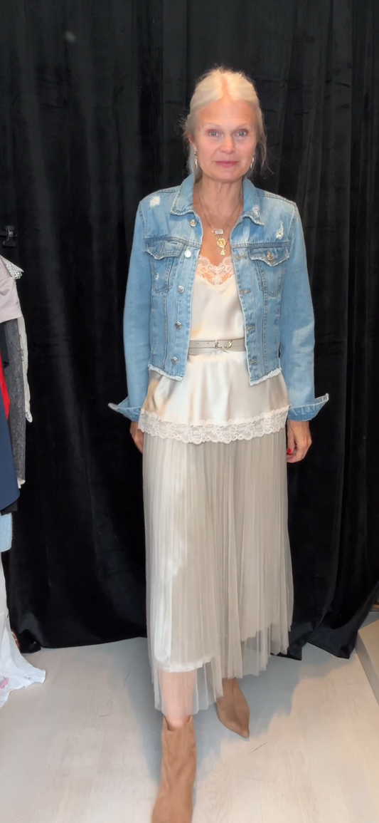 Creme golden plisse skirt